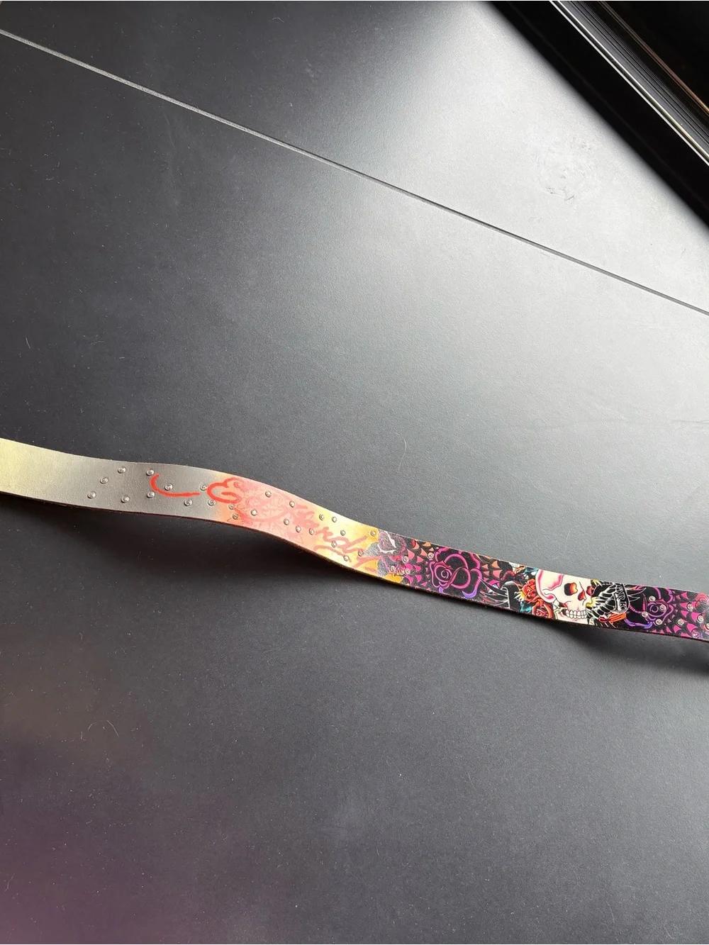Ed Hardy Embellished Leather Belt with Logo